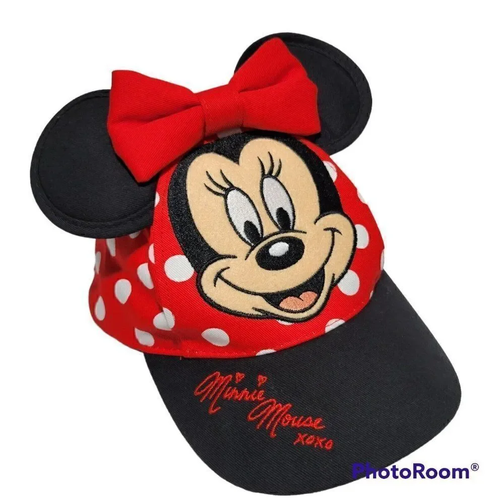 Disney Parks‎ Baseball Hat Toddler Minnie Mouse xoxo Ears Bow Polka Dot Kids Cap